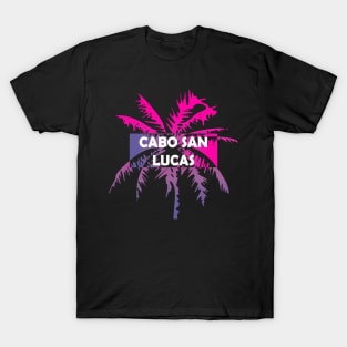 Cabo San Lucas Mexico Neon Tropics Vacation Palm Trees T-Shirt